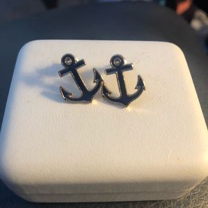 Navy and Gold anchor earrings